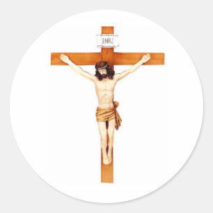 CRUCIFIX CLASSIC ROUND STICKER