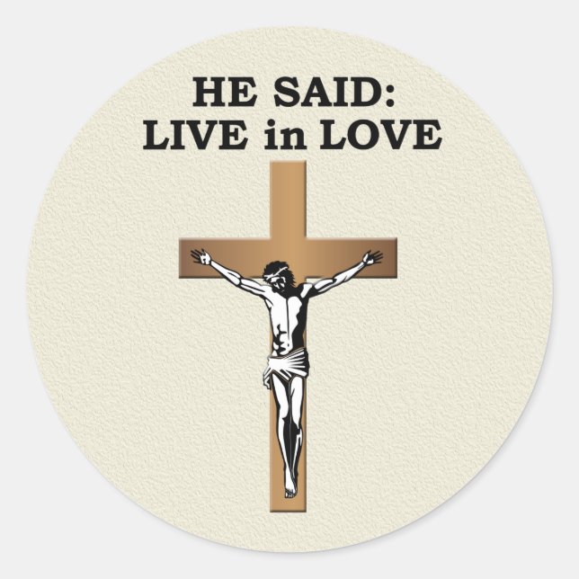 Crucifix Classic Round Sticker (Front)