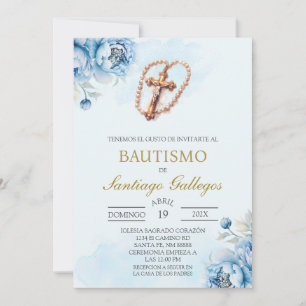 Crucifix Spanish baptism Invitation