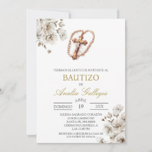 Crucifix Spanish baptism Invitation