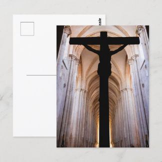 Crucifix with Jesus Christ. Gothic Alcobaca Abbey Postcard