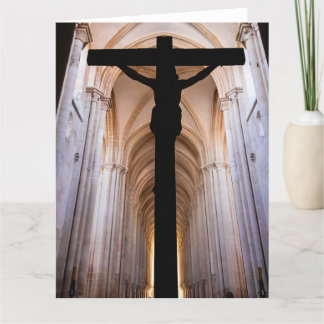 Crucifix with Jesus Christ. Gothic Alcobaca Abbey Thank You Card