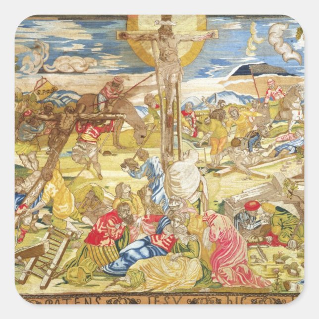 Crucifixion, 1609 (embroidery) square sticker (Front)