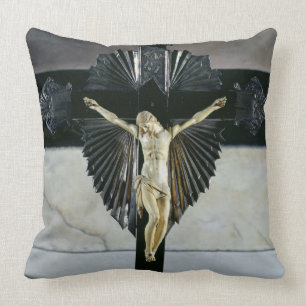 Crucifixion, 17th century (ivory) throw pillow