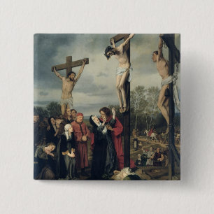 Crucifixion, 1873 2 inch square button