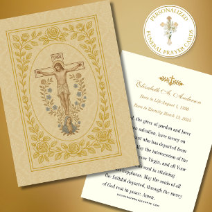Crucifixion and Our Lady Funeral Prayer Card