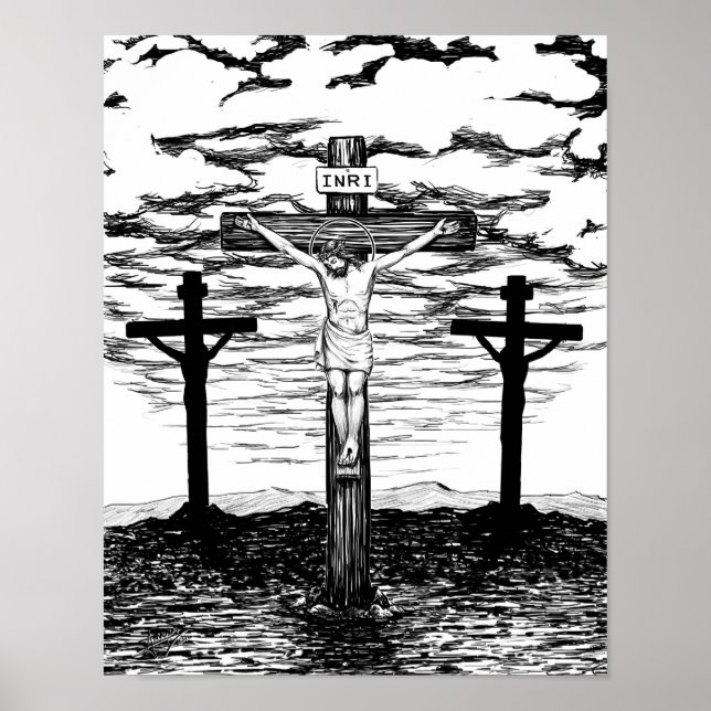 Crucifixion Illustration by Amanda Diehl Poster (Front)