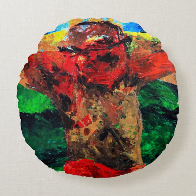 Crucifixion- it is finished 2009 round pillow (Front)