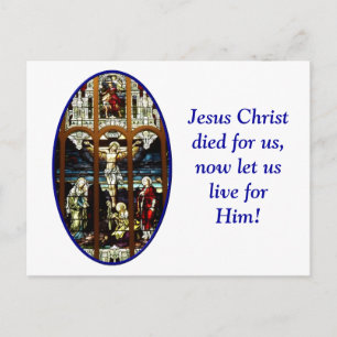 Crucifixion of Jesus stained glass window Postcard