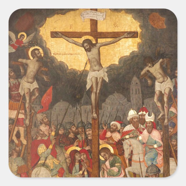 Crucifixion  Scene 1711 Square Sticker (Front)