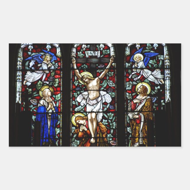Crucifixion (stained glass) Sticker (Front)