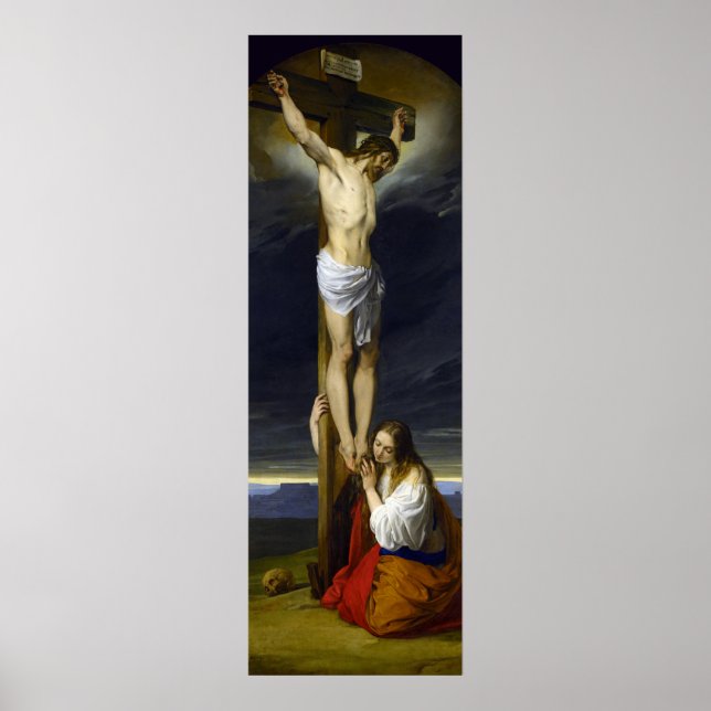 Crucifixion with Mary Magdalene Kneeling by Hayez Poster (Front)