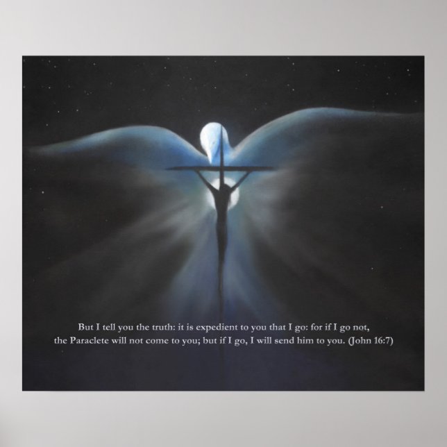 Crucifixion, with the Holy Spirit, with Scripture Poster (Front)
