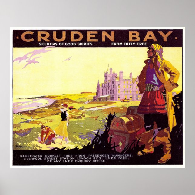 Cruden Bay village fields,Scotland, vintage travel Poster (Front)