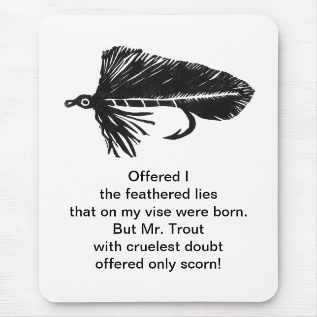 Cruel Trout original art mixed media fly tying art Mouse Pad (Front)