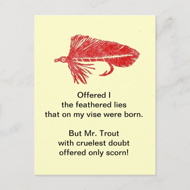 "Cruel Trout" Postcard "Red Matuka" (Front)