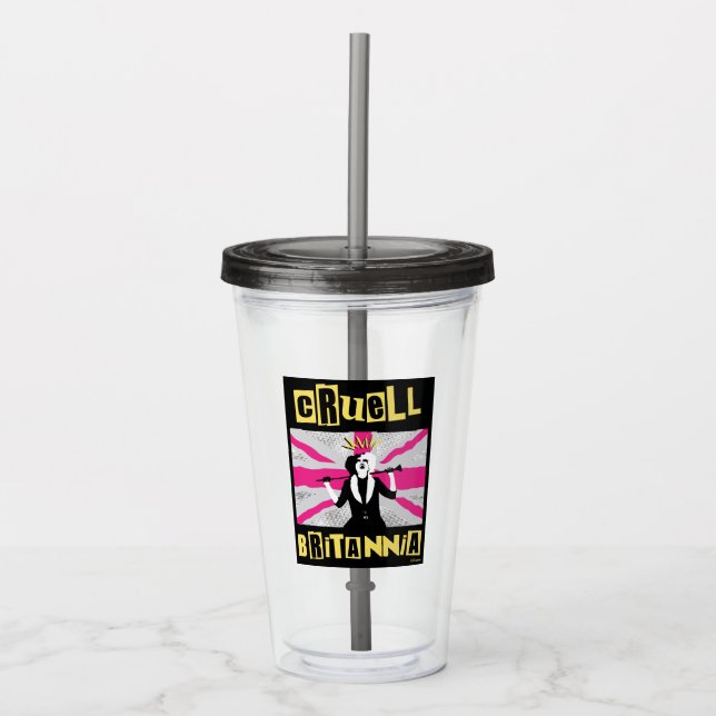 Cruella | Cruell Britannia Flag Pop Art Acrylic Tumbler (Front)