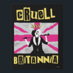 Cruella | Cruell Britannia Flag Pop Art Faux Canvas Print<br><div class="desc">Cruella throwing her head back in laughter in front of the British flag with mixed letters that read "Cruell Britannia".</div>
