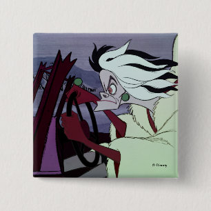 Cruella De Vil Driving 2 Inch Square Button
