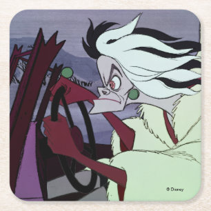 Cruella De Vil   Driving Square Paper Coaster