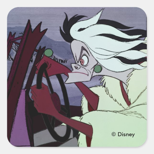 Cruella De Vil | Driving Square Sticker (Front)