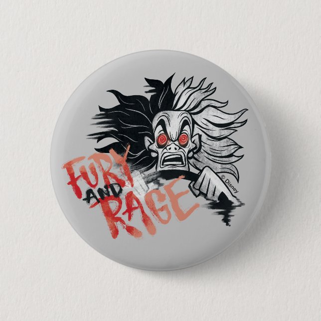 Cruella De Vil | Fury and Rage 2 Inch Round Button (Front)