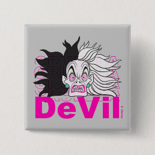 Cruella De Vil   In A Rage 2 Inch Square Button