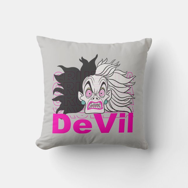 Cruella De Vil | In A Rage Throw Pillow (Front)