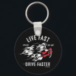 Cruella De Vil | Live Fast Drive Faster Keychain<br><div class="desc">Check out this design featuring the Cruella De Vil from the animated film One Hundred and One Dalmatians.</div>