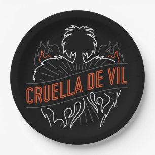 Cruella De Vil   Neon Paper Plate