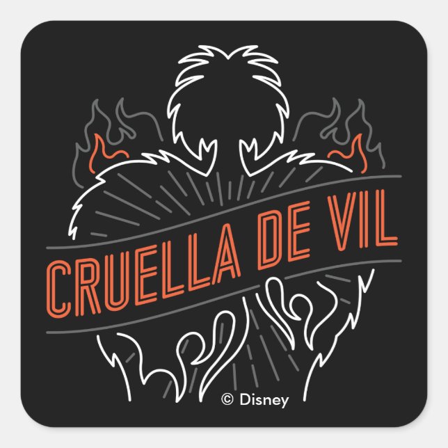 Cruella De Vil | Neon Square Sticker (Front)