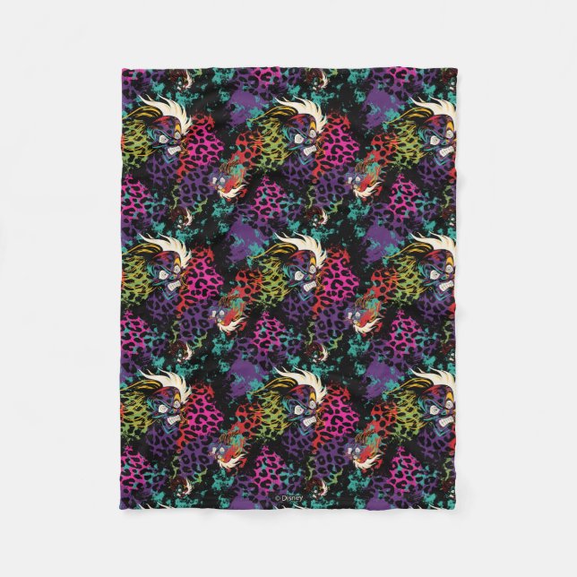 Cruella De Vil Pattern Fleece Blanket (Front)