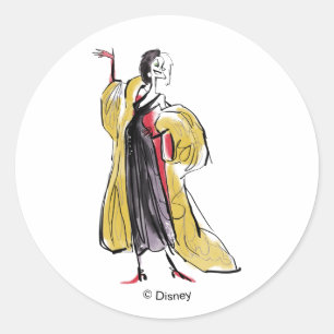 Cruella De Vil   Strikes An Evil Pose Classic Round Sticker