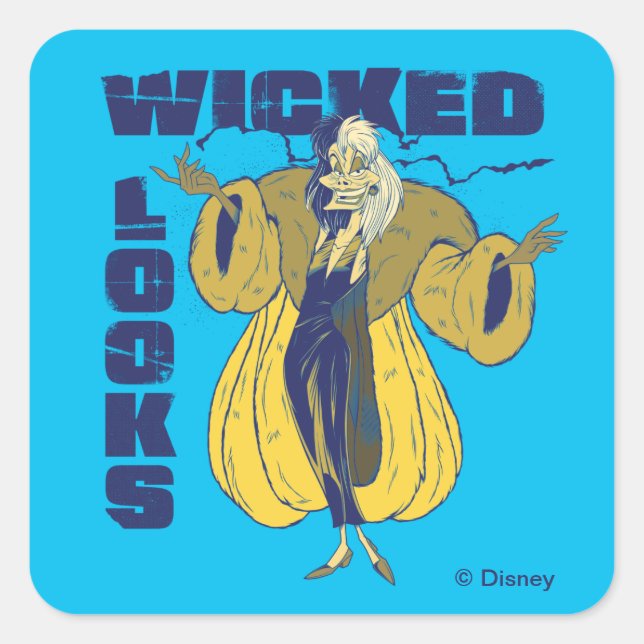 Cruella De Vil | Wicked Looks Square Sticker (Front)