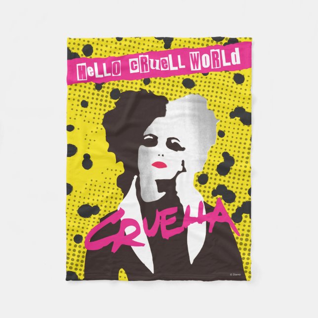 Cruella | Hello Cruell World Ransom Stencil Art Fleece Blanket (Front)
