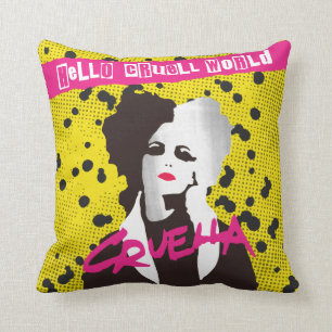 Cruella Hello Cruell World Ransom Stencil Art Throw Pillow