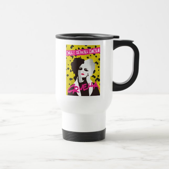Cruella | Hello Cruell World Ransom Stencil Art Travel Mug (Right)