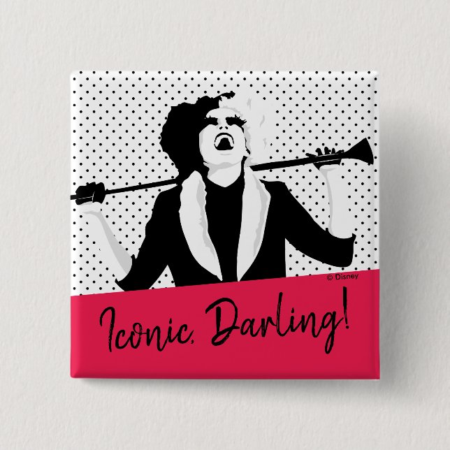 Cruella | Laughing Pop Art Stencil Portrait 2 Inch Square Button (Front)