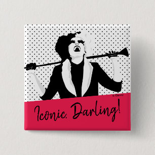 Cruella Laughing Pop Art Stencil Portrait 2 Inch Square Button