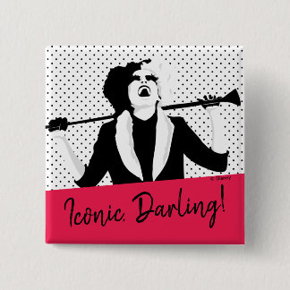 Cruella | Laughing Pop Art Stencil Portrait 2 Inch Square Button