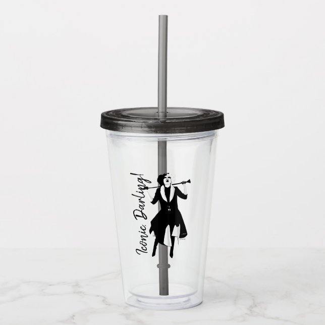 Cruella | Laughing Pop Art Stencil Portrait Acrylic Tumbler (Front)