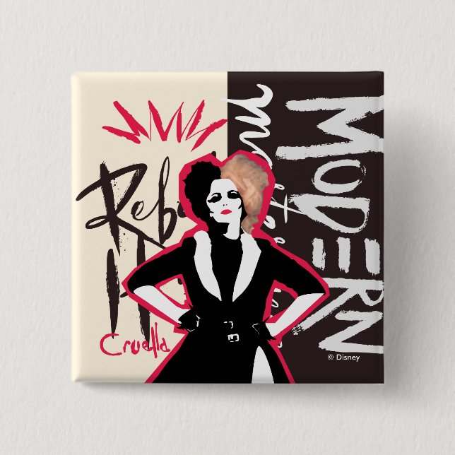 Cruella | Rebel Heart - Modern Masterpiece 2 Inch Square Button (Front)