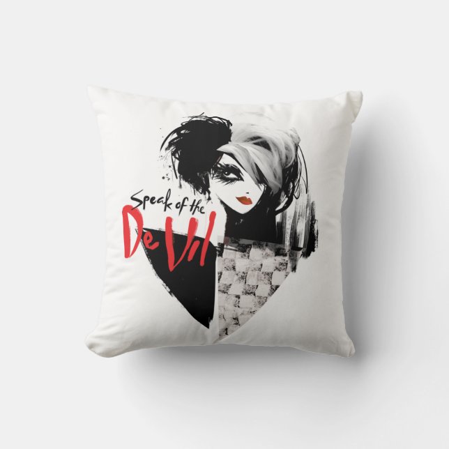Cruella | Speak of the De Vil Diamond Collage Throw Pillow (Front)