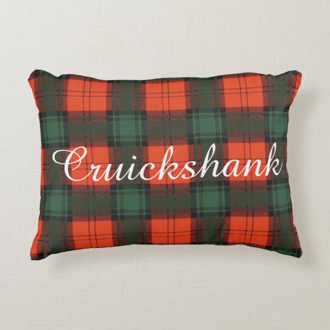 Cruickshank clan Plaid Scottish kilt tartan Decorative Pillow (Front)
