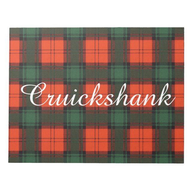Cruickshank clan Plaid Scottish kilt tartan Notepad (Front)