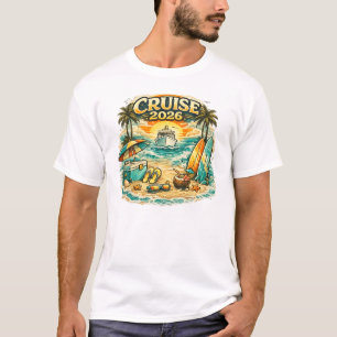 Cruise 2026 Retro Sunset Design Matching T-Shirt