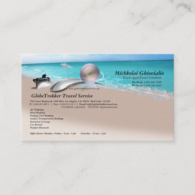 Cruise Aeroplane Train Travel Agency Business Card (Front)