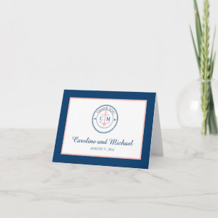 Cruise Anchor Navy and Pink Thank You Card