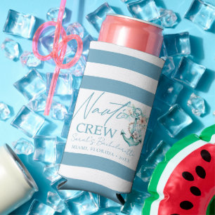 Cruise Bachelorette Party Personalized Nauti Crew Seltzer Can Cooler