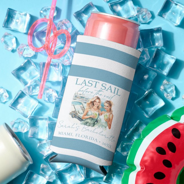 Cruise Bachelorette Personalized Last Sail Seltzer Can Cooler (In Situ Summer)